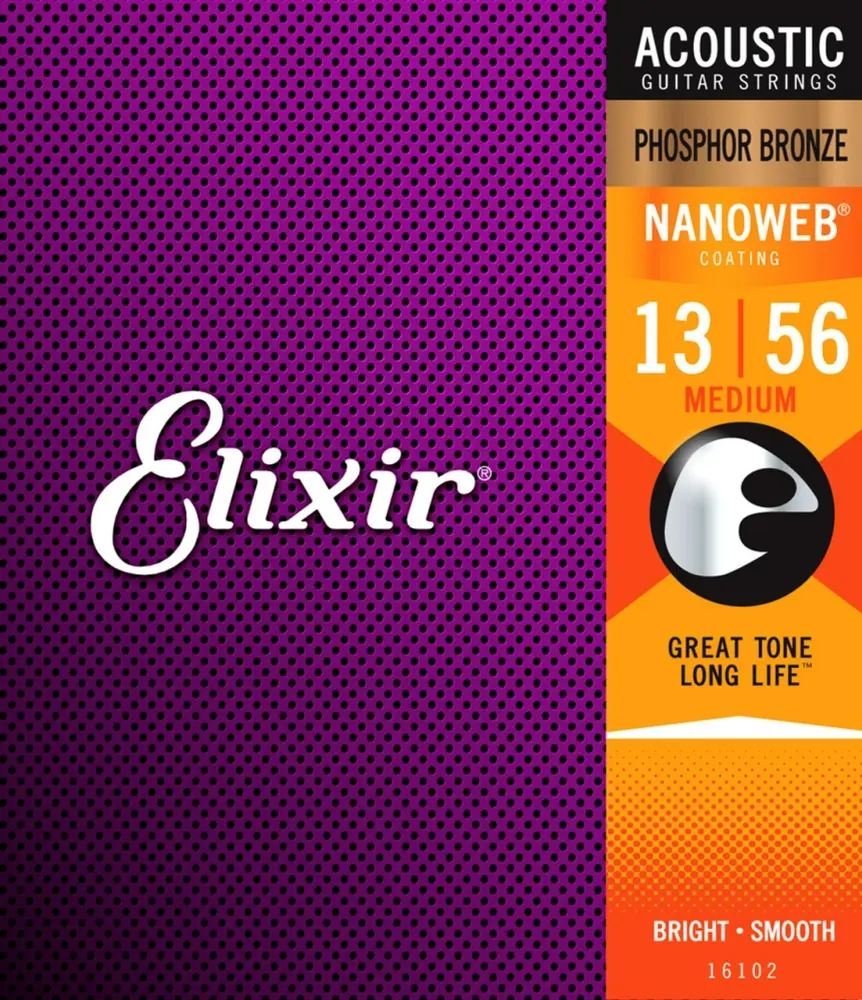 Elixir 16102 Encordadura para Guitarra Electroacustica 11-56 Nanoweb