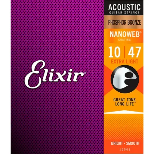 Elixir 16002 Encordadura para Guitarra Electroacustica 0.010 - 0.047 Nanowew 80/20 Bronze