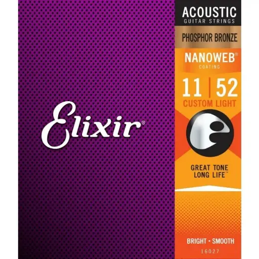 Elixir 16027 Encordadura para Guitarra Electroacústica 0.011 - 0.052 Nanowew 80/20 Bronze